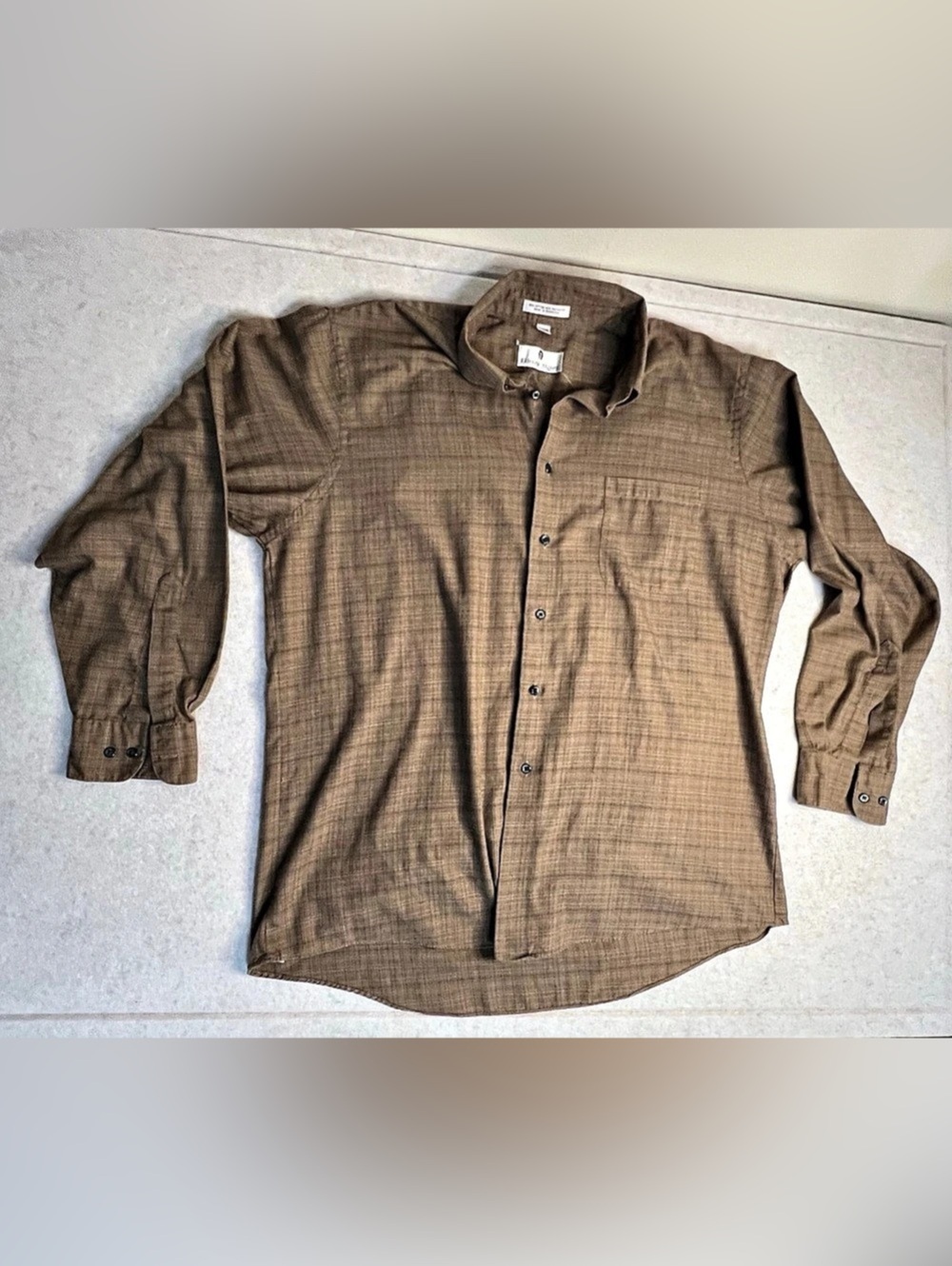 Vintage Etienne Aigner Brown Melange Textured Long Sleeve Button Down XL 17 34/3
